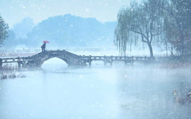 杭州西湖断桥残雪风景壁纸下载